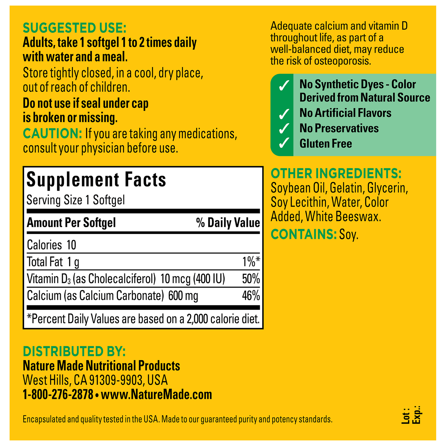 VYNATURA™ Calcium 600 mg with Vitamin D3 Softgels