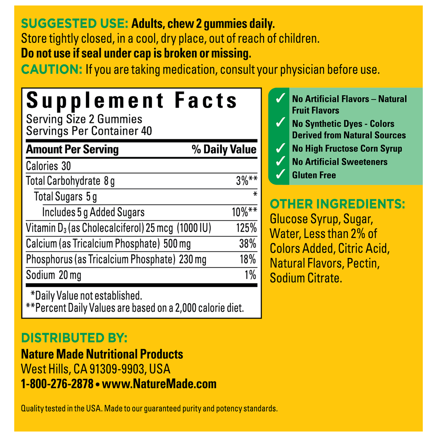 VYNATURA™ Calcium Gummies 500 mg per serving with Vitamin D3