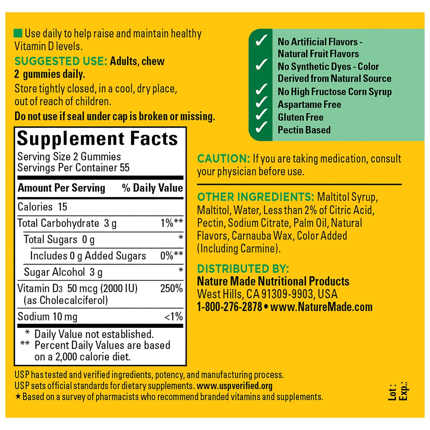 VYNATURA™ Zero Sugar‡ Vitamin D3 Gummies 2000 IU Per Serving