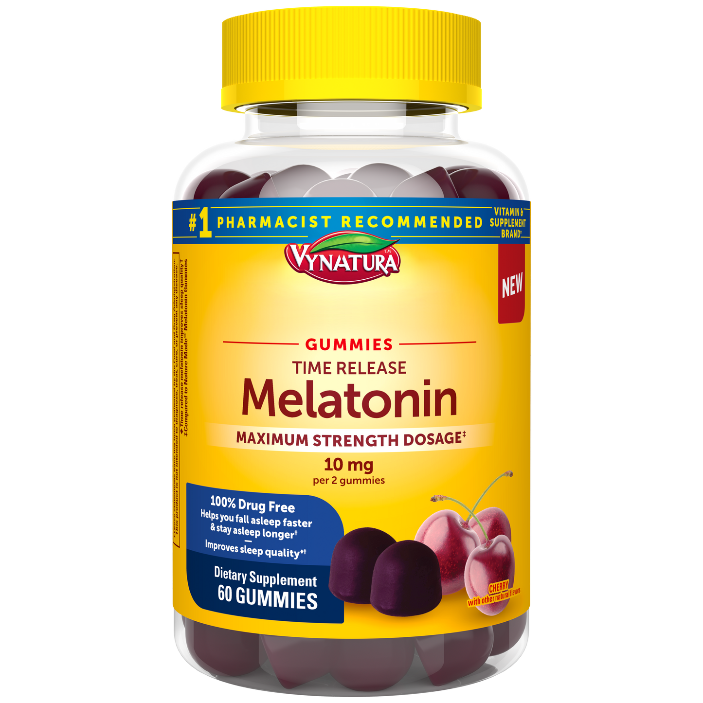 VYNATURA™ Time Release Melatonin Gummies Maximum Strength Dosage‡ 10 mg Per Serving