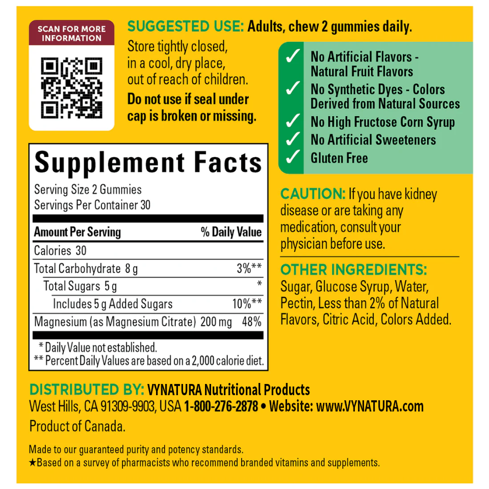 VYNATURA™ High Absorption Magnesium Citrate Gummies