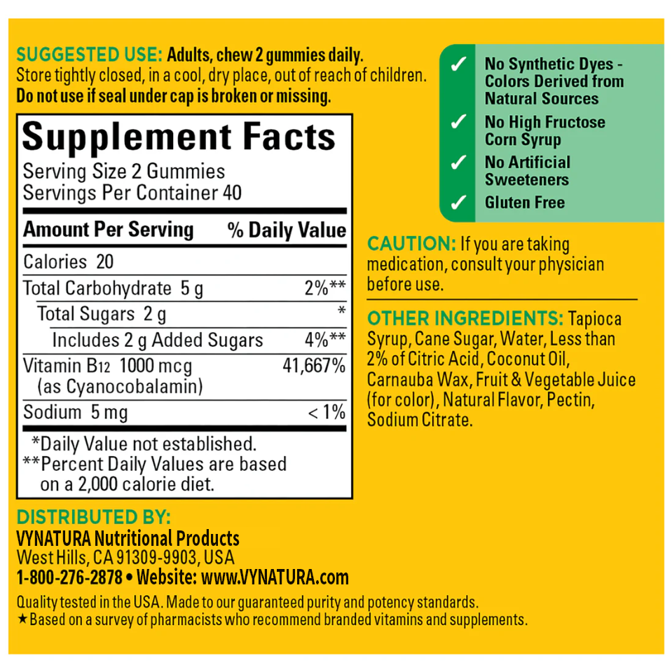VYNATURA™ Energy‡ B12 Gummies 1000 mcg