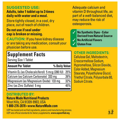 VYNATURA™ Calcium, Magnesium and Zinc with Vitamin D3 Tablets