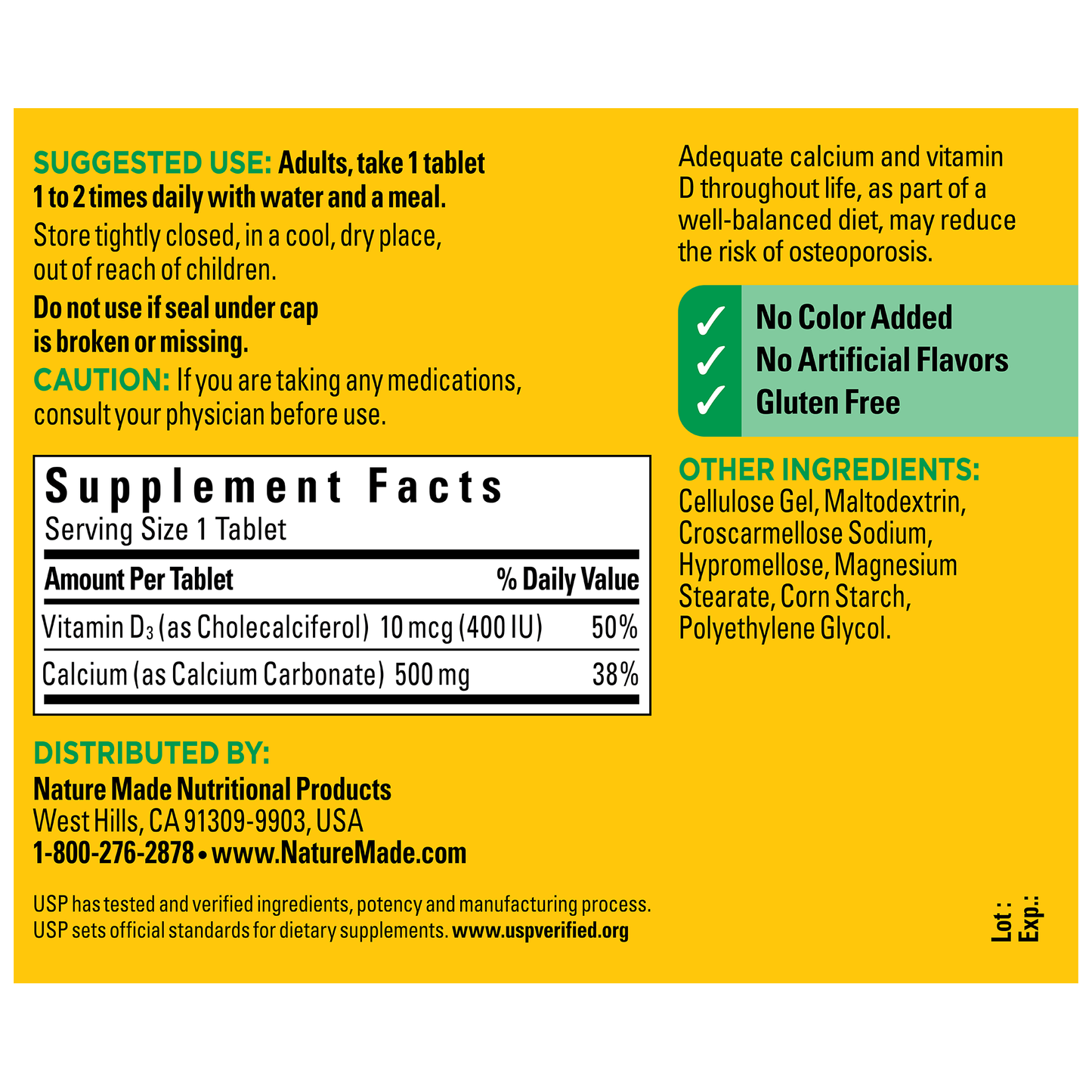 VYNATURA™ Calcium 500 mg with Vitamin D3 Tablets