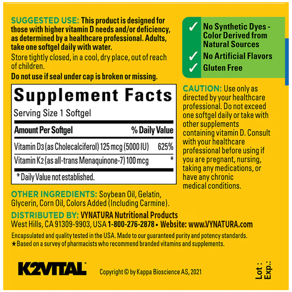 Vitamin D3 + K2 Softgels